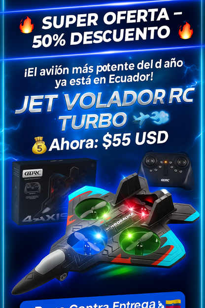 🔥 Súper Oferta: Jet Volador RC Turbo con 50% de DESCUENTO 🔥
